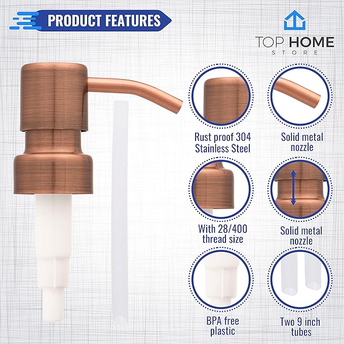 Bathroom Countertop Soap Dispensers (Copper, 2 Pack)