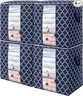 WISELIFE Storage Bags 4 Pack/100L Large Blanket Clothes Organization and Storage Containers for Comforters,Bedding, Foldable Organizer with Reinforced Handle, Clear Window, Sturdy Zippers,Blue