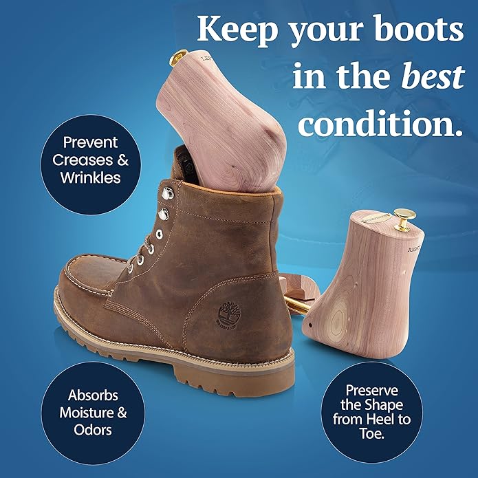 HOUNDSBAY Boot Trees, Cedar Boot Tree for Men, Shoe Tree for Boots, Boot Stretcher & Shaper