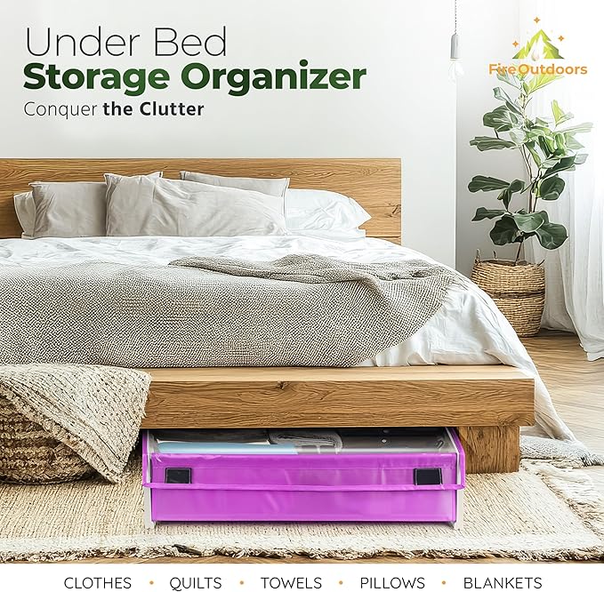 Under Bed Plastic Drawers with Rolling Wheels - Storage Containers with Dual Handles for Easy Access - Space Saving Organizer for Shoes and Clothes