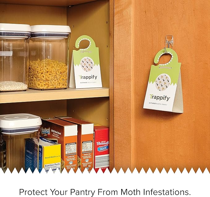 Trappify Ultimate Adhesive Moth Traps for Clothes - Monitoring Pantry Moth Traps for Home, Kitchen, Closet, Cabinet, Storage Rooms, Cupboard |Easy Setup (24 Pack)