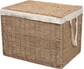 happimess BSK2017A Reed Coastal Bohemian Handwoven Seagrass Laundry Hamper 110L (29.1 Gallon) with Lid and Removable Liner, Seagrass Containers for Decoration in Living Room, Natural