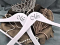 NAHANCO MRMRS20117WH Bridal Hanger Set, White Wood Hangers with Black Imprint (Mr. and Mrs.), 17” (2 Piece Set)
