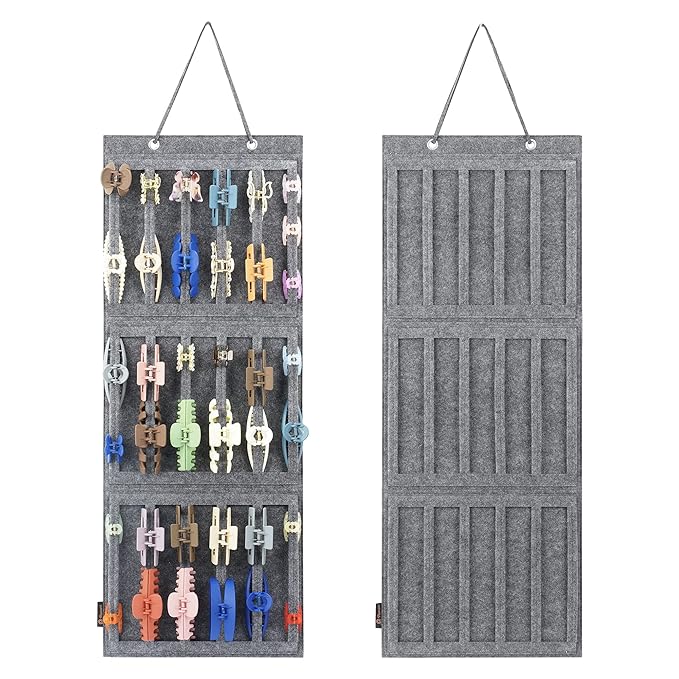 Hanging Claw Clips Holder for Women, Claw Hair Clips Storage Organizer for Lady, Hair Banana Barrettes and Butterfly Jaw Clip Display Stand Holder. (Light grey)