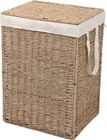 happimess BSK2016A Reed Coastal Bohemian Handwoven Seagrass Laundry Hamper 85L (22.5 Gallon) with Lid and Removable Liner, Seagrass Containers for Decoration in Living Room, Natural