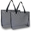2Pack Large lightweight Simple Mesh Beach Tote Bag With snap Button Reusable Pool Bag for Outdoor Travel Shopping Gym