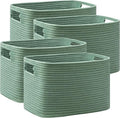 UBBCARE 4 Pack Storage Baskets for Organizing, Shelf Baskets with Handles, Woven Storage Baskets for Bookcase/Cube Shelf/Closet, 14.5"L x 9.8"W x 9"H, Green