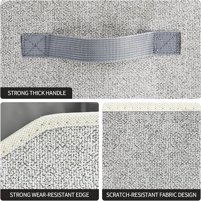 Storage Bins for Shelves - Small Trapezoid Closet Shelf Organizer, Fabric Organization Bins with Handles, Storage Baskets for Clothes, Towel, Purse, 4 Pack, Light Gray