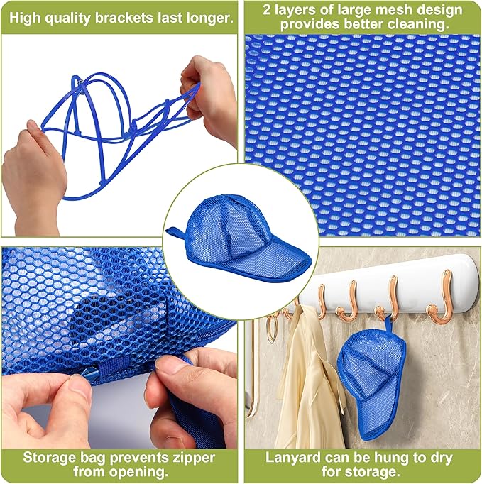 Hat Washer Cage, Foldable Hat Washer for Baseball Caps/Keep shape/Suitable for Adult & Kid's/Home Storage & Portable for Travel/Black