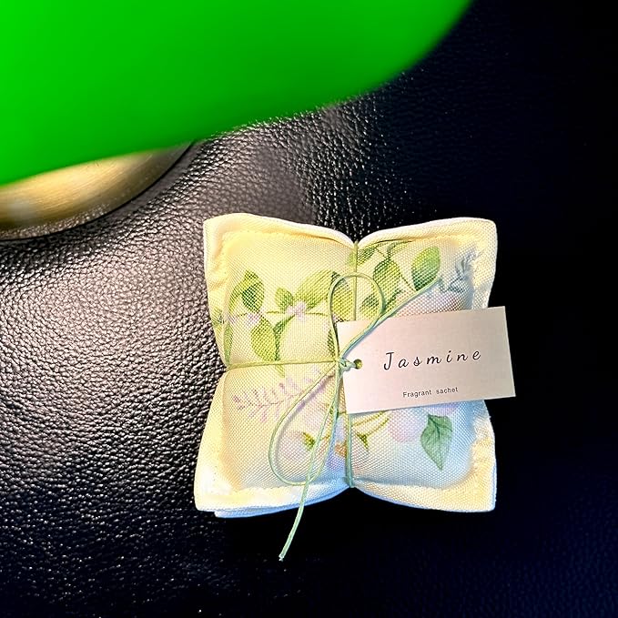 AUCUDA Spring 4pcs Jasmine Scented Sachet Bags for Drawers and Closets Decorations, Potpourri Packets for Women Clothes Storage, Spring Wedding Fragrance Pillow for Bedroom Indoor, Air Fresheners.