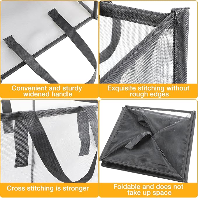 Zopeal 1 Pack Popup Laundry Hamper 13 Inch Collapsible Laundry Baskets with Handles Mesh Clothes Baskets Portable Single Layer Foldable Clothes Hamper Square Bin for Washing (Grey,Single-layer)