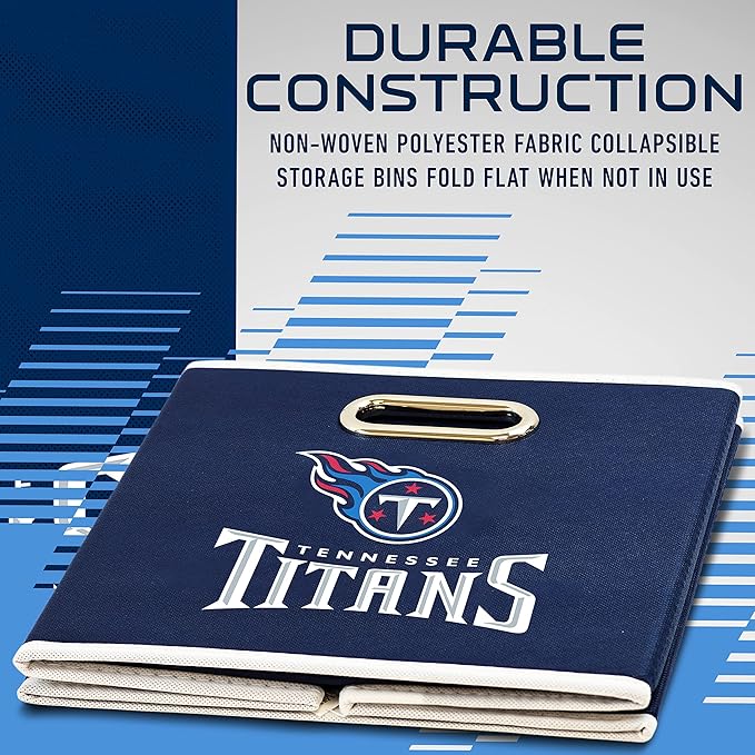 Franklin Sports NFL Storage Bins - Collapsible Cube Container + Basket - NFL Office, Bedroom + Living Room - 11"x11"