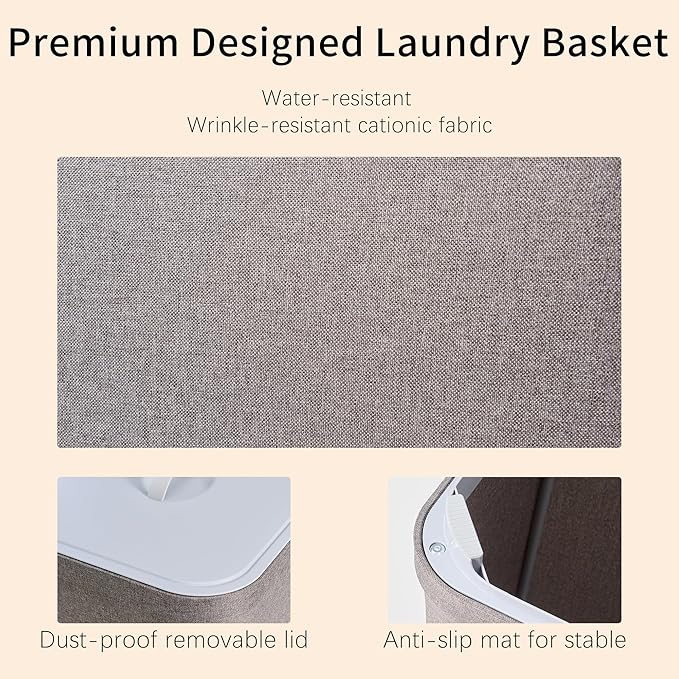 2 Dividers Dirty Clothes Basket, Double Laundry Hamper with Lid and Removable Laundry Bagsfor Laundry Room/Bedroom/Bathroom/College, 150L Large Collapsible