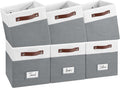 6-Pack Storage Cubes with Handles & Label Holders Basket, Closet Cube Home Organizer Bins(White/Dark Grey, 10.5*10.5*11 inch)