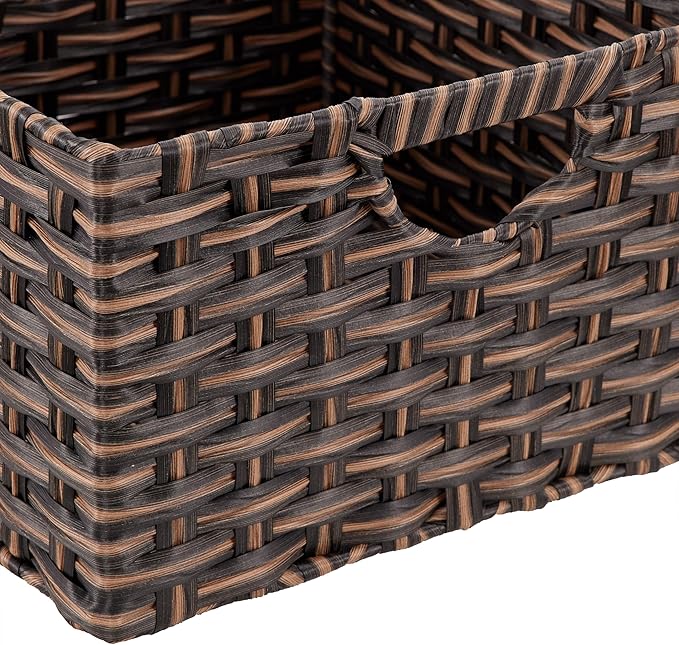 Seville Classics Premium Handwoven Portable Laundry Bin Basket with Carrying Handles, Household Storage for Clothes, Linens, Sheets, Mocha Brown, Rectangular (2-Pack)