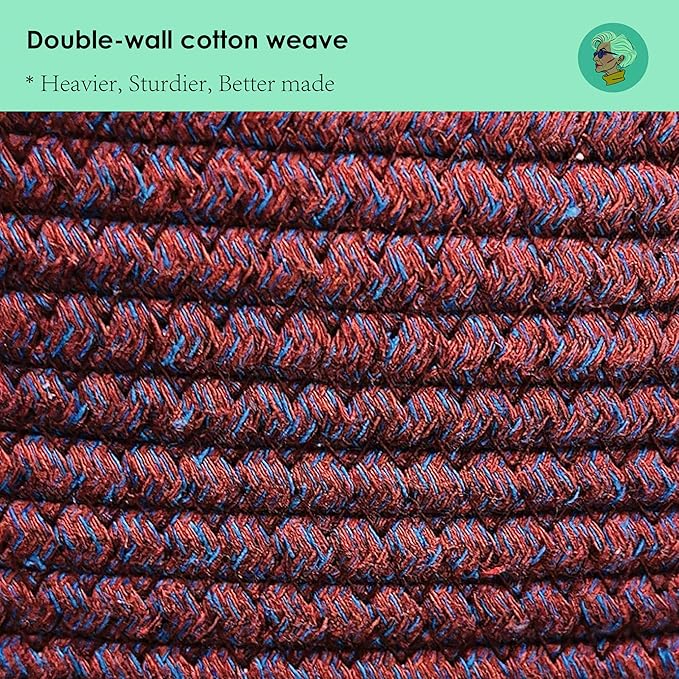 Modern Granny Large Cotton Rope Laundry Hamper 15x20 Inch Dual Secure Woven Handle for Living Room Closet Clothes Blanket Organization