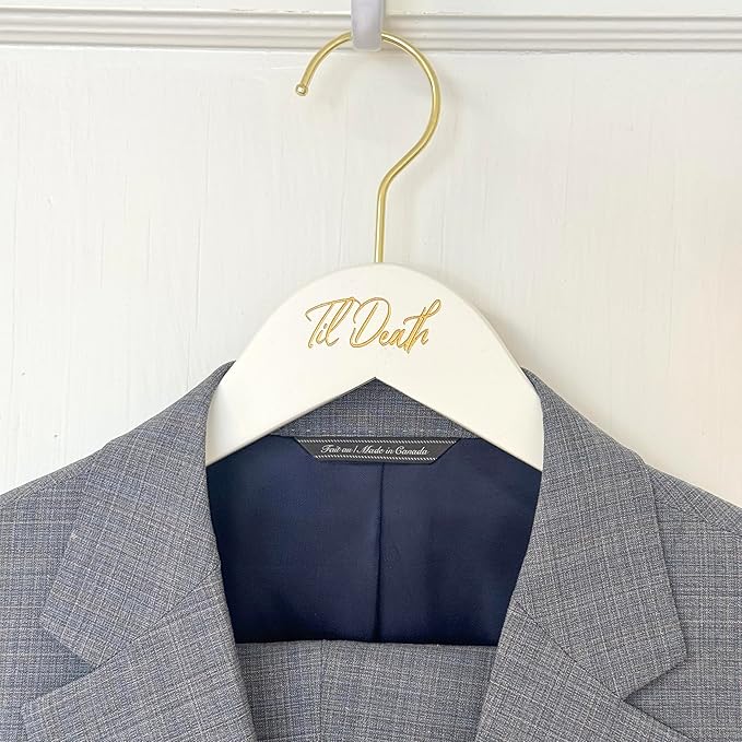 Til Death Wedding Dress, Suit or Veil Hanger (White Suit)