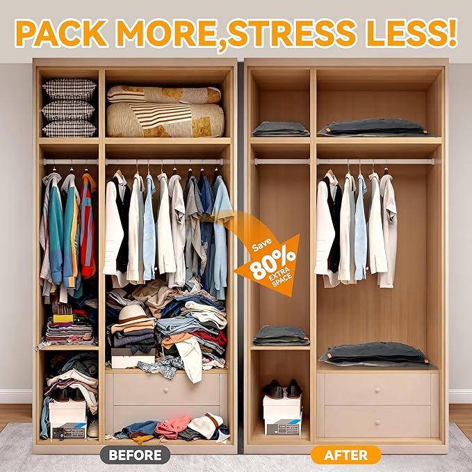 Rechargeable Wireless Pump Travel Storage Bags Set - 15 Pack Portable Space Saver Bags for Travel & Home - Vacuum Compression Packing Seal for Clothes, Blankets, Seasonal Storage