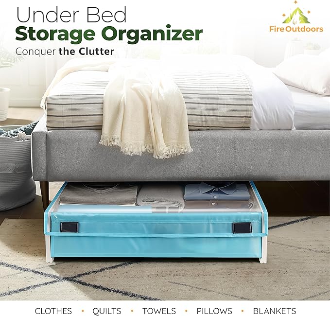 Under Bed Plastic Drawers with Rolling Wheels - Storage Containers with Dual Handles for Easy Access - Space Saving Organizer for Shoes and Clothes