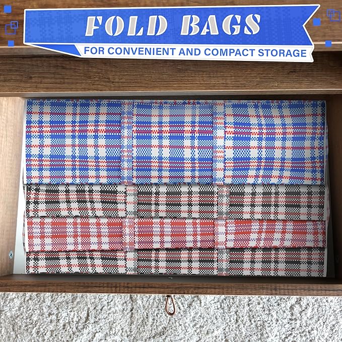 4Pcs Large Laundry Bag with Handles – Large Moving Bags with Zippers – 23.6 x 23.6 x 5.9 In (13 Gallons), Plaid Travel Bags for Clothes, Holiday Travel & Seasonal Storage | Moisture & Dirt Resistant