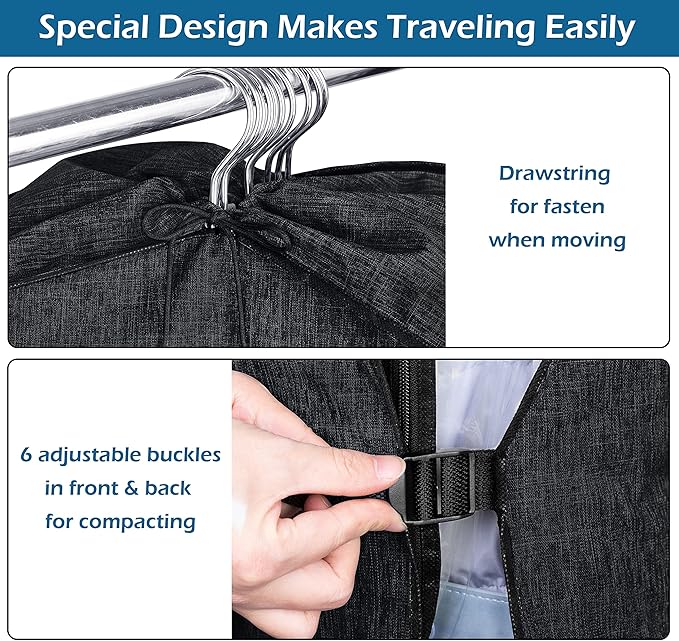 MISSLO Hanging Garment Bags for Travel Suit Bags for Closet Storage 50" Moving Bags for Clothes Dress Cover for Coat, Jacket, Shirt, Clothing, Black