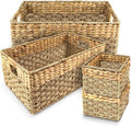 Seagrass and Hyacinth Nesting Wicker Basket, Multi-Size, 4 pack, Natural Woven Storage Baskets for Organizing Living Room, Shelves, Pantry