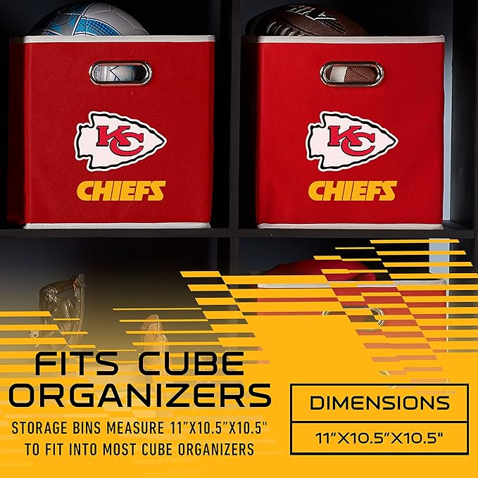 Franklin Sports NFL Storage Bins - Collapsible Cube Container + Basket - NFL Office, Bedroom + Living Room - 11"x11"