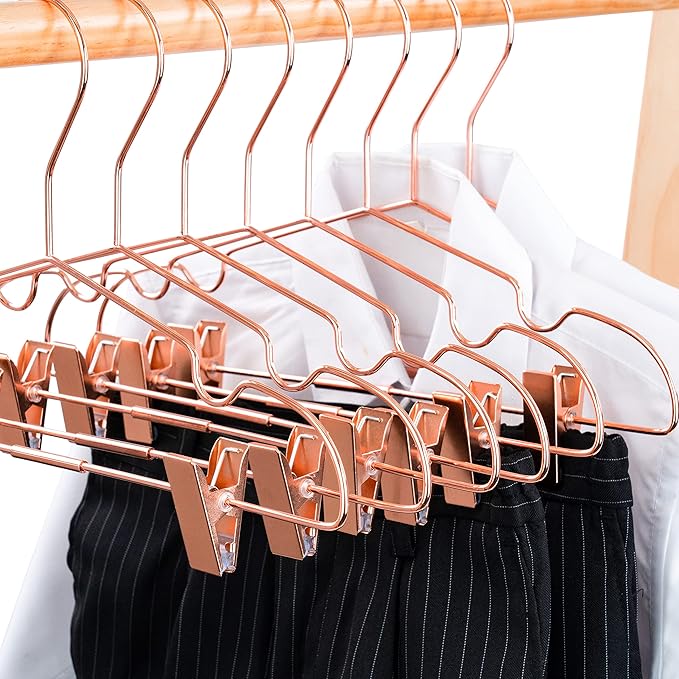 50Pack Koobay 13" Rose Copper Gold Shiny Metal Wire Top Clothes Hangers with Clips for Shirts Coat Storage & Display