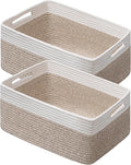 UBBCARE 2 Pack Storage Baskets for Shelves, Large Woven Storage Baskets, Dog Toy Bins, Baskets for Organizing Clothes, Towels, Books, Blanket, 17"L x 13"W x 7.5"H, White&Brown