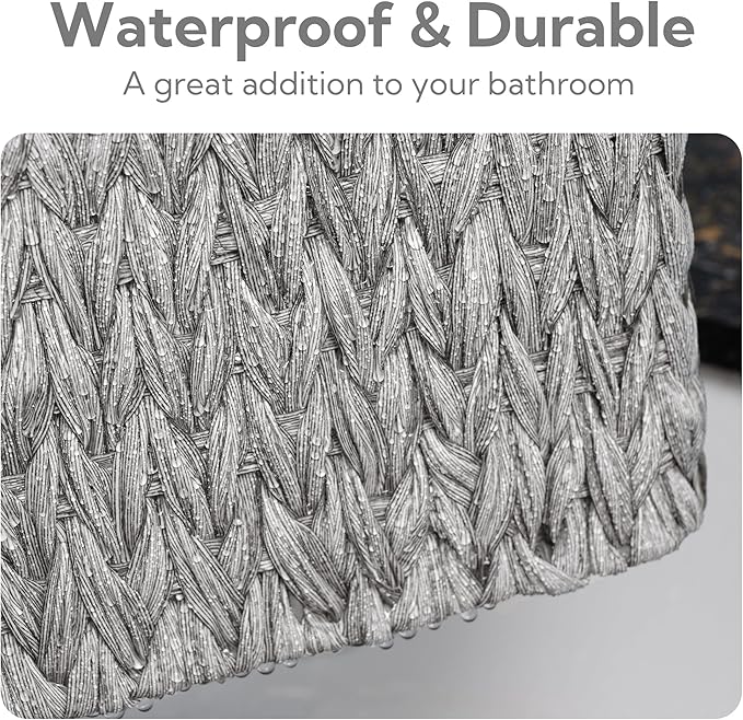 GRANNY SAYS Wicker Baskets for Organizing, Storage Baskets for Shelves, Small Baskets for Counter, Waterproof Storage Basket with Handles, Gray, 3-Pack