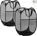 DUCOO Pop Up Hamper, 2 PCS Mesh Pop Up Laundry Hamper, Foldable Mesh Laundry Basket with Space-Saving Design for Home, Dorm, Travel & Storage - Black