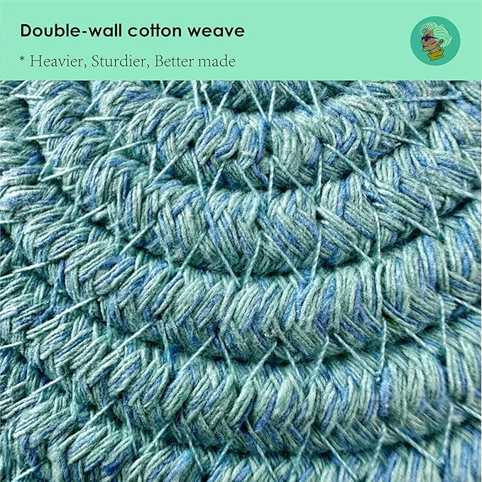 Modern Granny Large Cotton Rope Laundry Hamper 15x20 Inch Dual Secure Woven Handle for Living Room Closet Clothes Blanket Organization