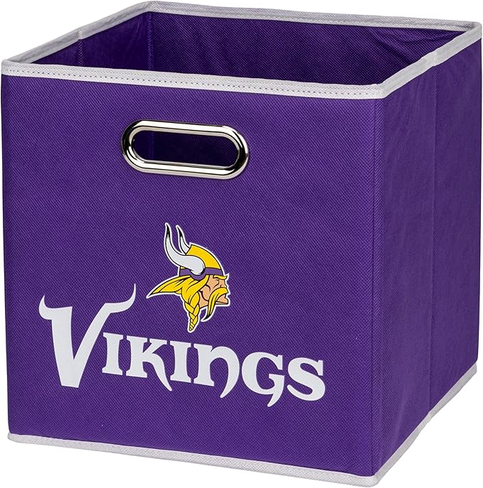 Franklin Sports NFL Storage Bins - Collapsible Cube Container + Basket - NFL Office, Bedroom + Living Room - 11"x11"