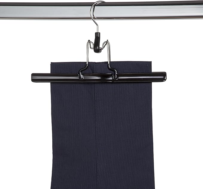 Mawa by Reston Lloyd Non-Slip Space-Saving Clothes Hanger with Clamp for Pants and Skirts, Style M/26, Set of 6, Black