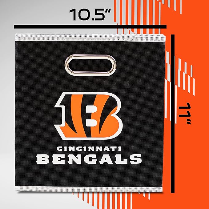 Franklin Sports NFL Storage Bins - Collapsible Cube Container + Basket - NFL Office, Bedroom + Living Room - 11"x11"