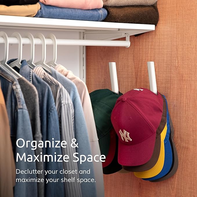 Hat Hook for Baseball Caps – Wall Mounted Vertical Hat Holder, Multi-Purpose Wall Hook, Closet Cap Organizer, Sturdy Compact, Easy to Install
