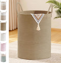 Tall Laundry Basket with Handles, 100L Portable Dirty Clothes Hamper, Boho Cotton Rope Storage Bin for Blankets Kids Toys Gifts, Extra Large Organizer for Baby Nursery Bedroom Bathroom, Jute