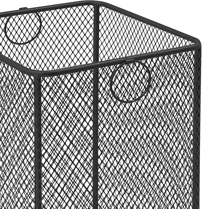 Rolling Laundry Basket Cart, Metal Laundry Hamper with Wheels, Laundry Organizer Basket Cart, Clothes Storage Organizer Hamper for Living Room,Bathroom,Closet (Black, Square)