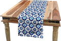 Ambesonne Evil Eye Table Runner, Symmetrical Pattern All Seeing Eye Superstitious Turkish Ethnic, Dining Room Kitchen Rectangular Runner, 12" X 72", Blue Pale Blue White