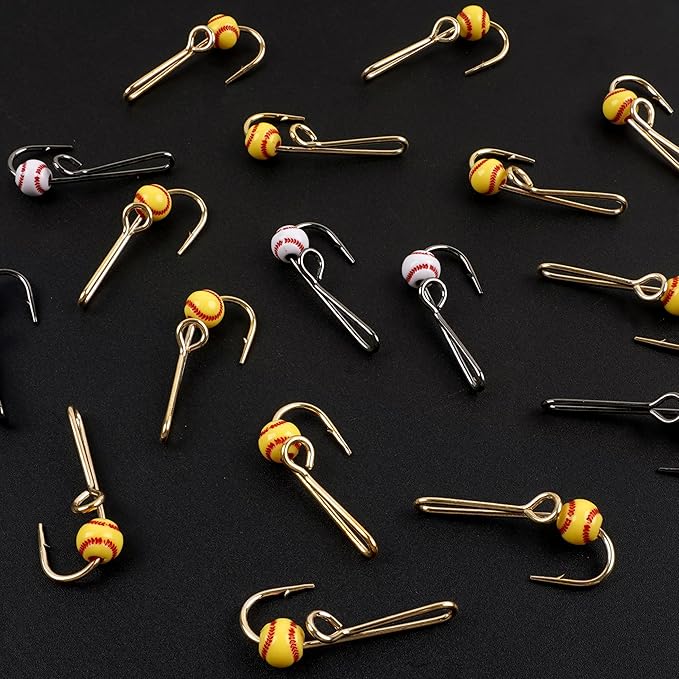 Fishing Hook Hat Pins & Clips - 12PCS Gold/Black Fish Hook Hat Tie Clips for Outdoor