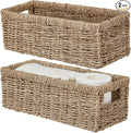 Vagusicc Wicker Storage Basket, Hand-Woven Seagrass Wicker Baskets with Handles, Toilet Paper Basket for Toilet Tank Top, Small Wicke Baskets for Organizing Shelves, 2-Pack, Seagrass