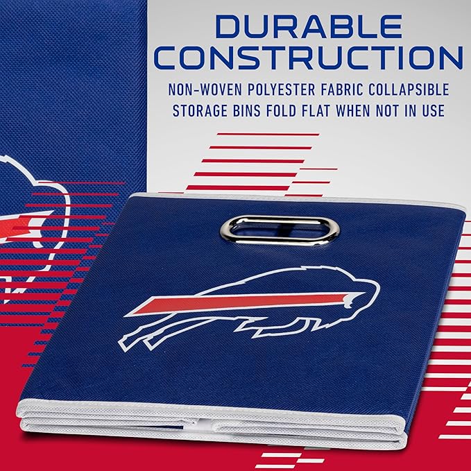 Franklin Sports NFL Storage Bins - Collapsible Cube Container + Basket - NFL Office, Bedroom + Living Room - 11"x11"