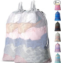 Large Mesh Laundry Bags - 2-Pack Heavy Duty with Handles & Drawstring - Machine Washable Net Laundry Sacks for College Dorm, Camp, Travel, Bedding & Clothes Storage (White)