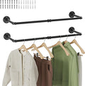 Wall Mounted Clothes Rack 2 Pack, Industrial Pipe Clothing Rack 28 Inch Black, Wall Clothes Hanger for Bedroom, Cloakroom, Closet, Hallway, Boutique Display, Drying Racks Wall-Mount for Laundry