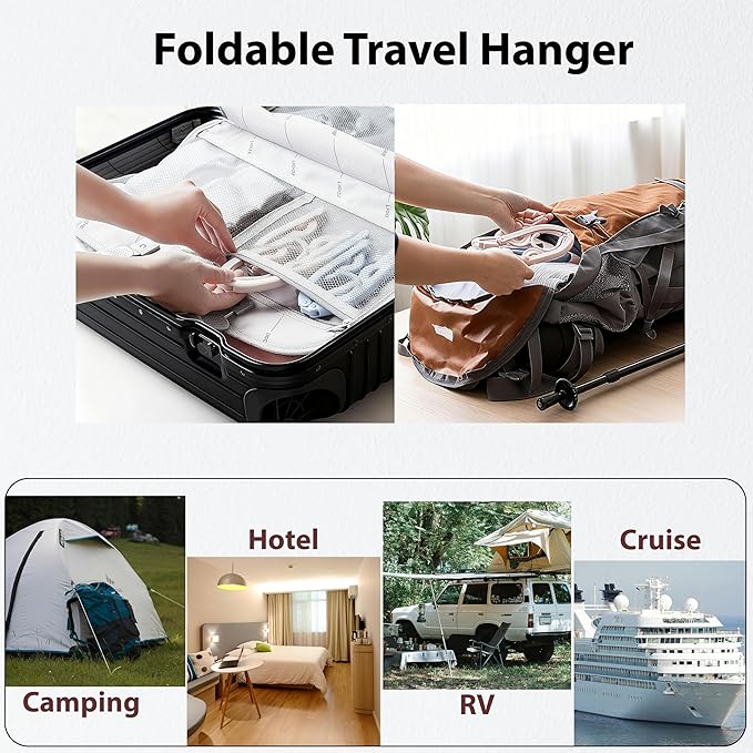 Travel Hangers, Cruise Ship Essentials Travel Essentials, Portable Cruises Must Haves 2025, Folding Hangers for Suitcase, RV Camping Airplane Europe Vacation Essential (30, Mixed)