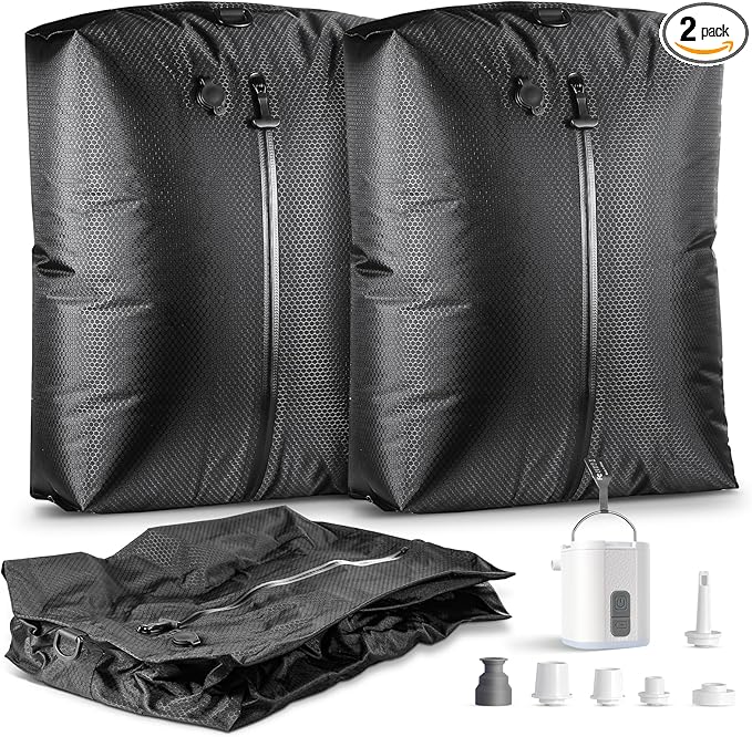 Travel Vacuum Seal Bags with Wireless Rechargeable Pump, 25L Durable Reusable Compression Packing Bags for Carry-On Suitcase & Backpack, IP67 Waterproof Space Saver Kit (2 Pack)