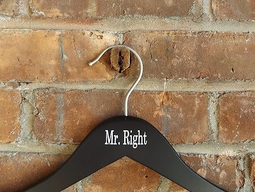 NAHANCO MRSAR20117 Bridal Hanger Set, Wooden Hangers Imprinted with Mr. Right and Mrs. Always Right, 17” (2 Piece Set)