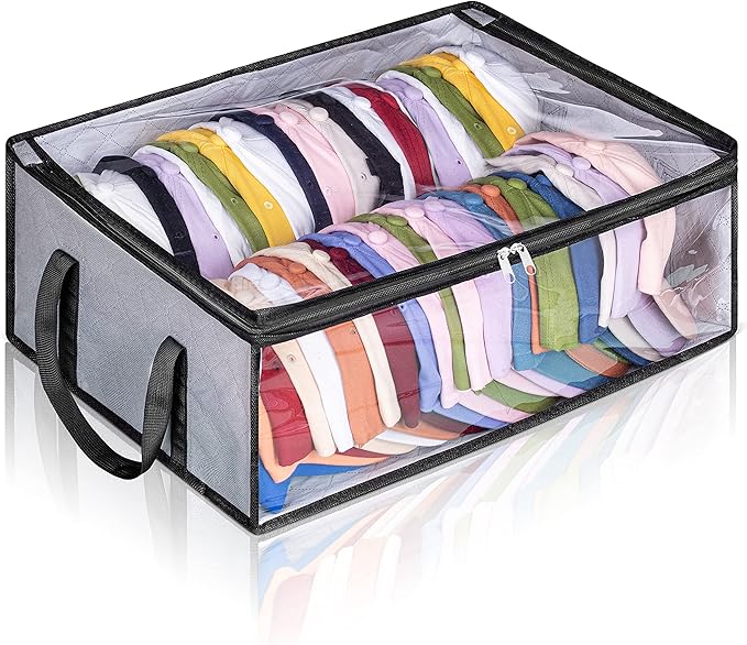 AOODA Hat Storage for Baseball Caps, Large Holds up to 40 Caps Wide Hat Organizer for Closet Snapback Holder, Grey