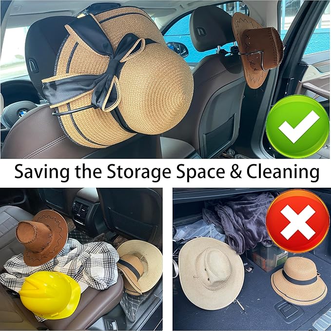 Cowboy Hat Holder for Truck, Car Hat Holder, Cowboy Hat Rack for Truck Suv Car Coat Hanger Hard Hat Holder for Truck Seat Car Accessories