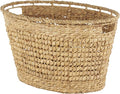Deco 79 Seagrass Handmade Decorative and Functional Storage Basket Woven Oval Basket Organizer with Elevated Rim and Slot Handles, Basket for Storage 30" x 21" x 17", Brown